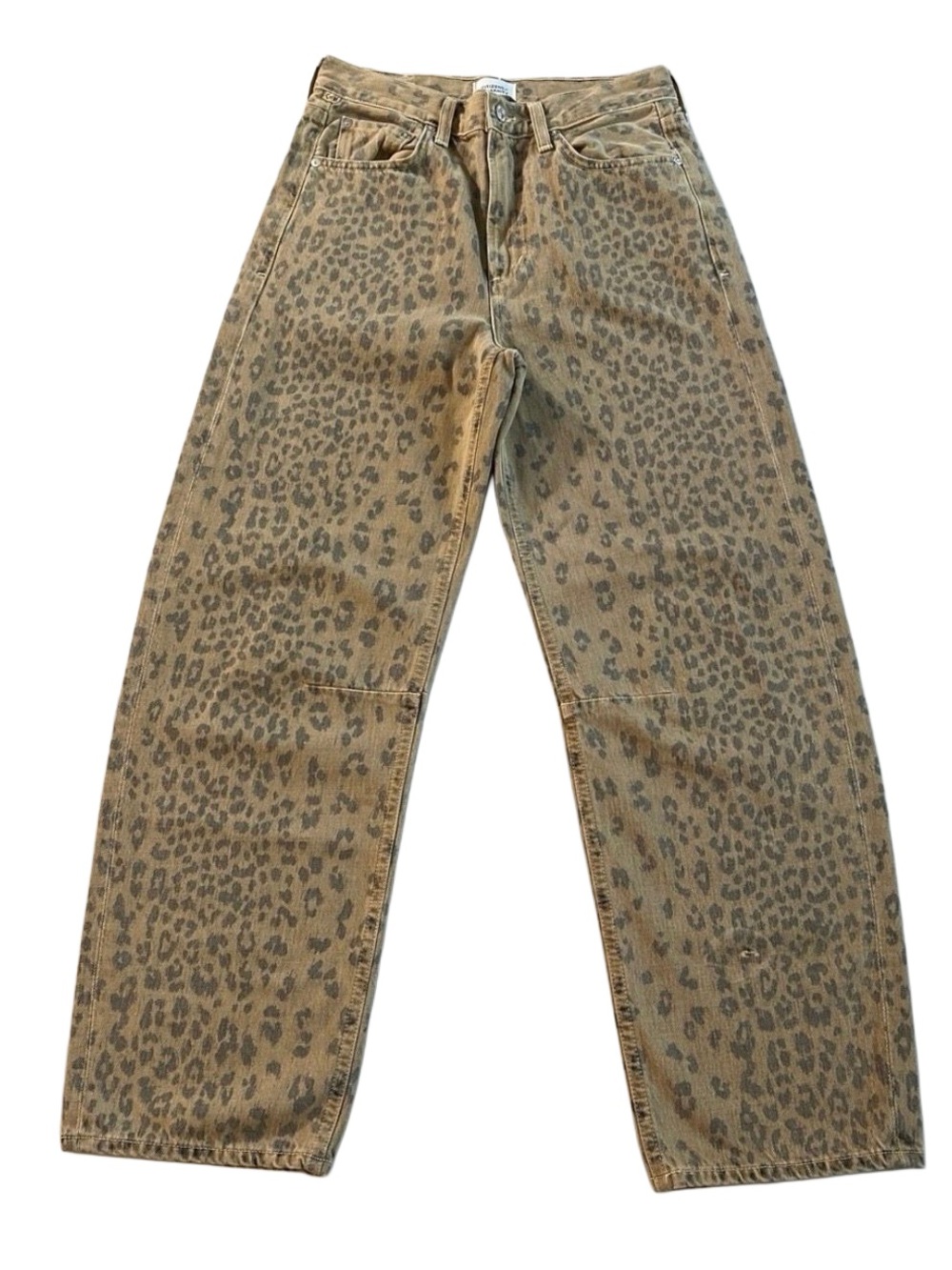 Citizens of Humanity Miro High Rise Relaxed Jeans Natural Cheetah Print Size 24